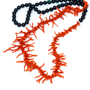 Collana di Agata Nera e Frange di Corallo Rosso