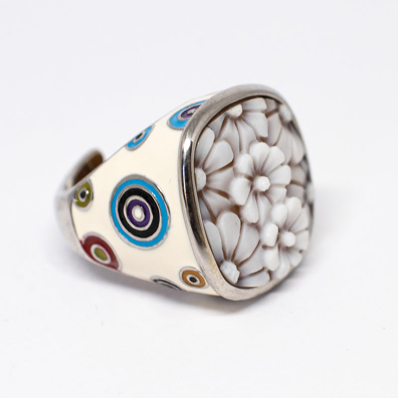 Italian Cameo Ring Musical Cameo Daisies 