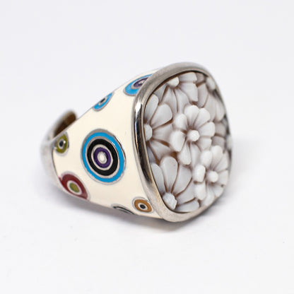 Italian Cameo Ring Musical Cameo Daisies 