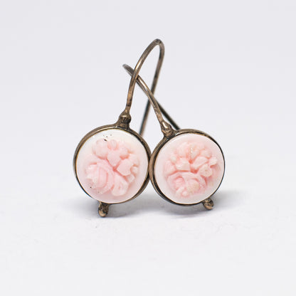 Pink Shell Cameo Earrings