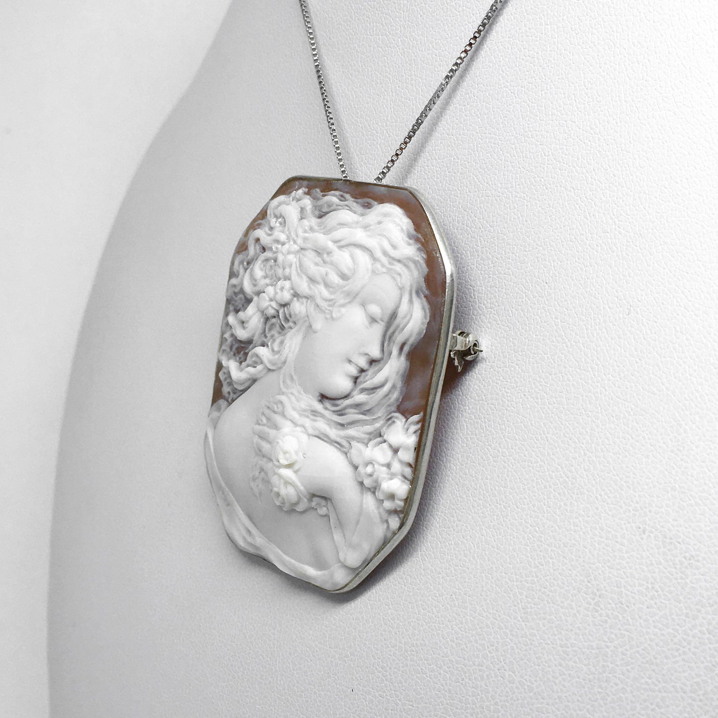 Pendente Spilla Cammeo Artistico Profilo Donna