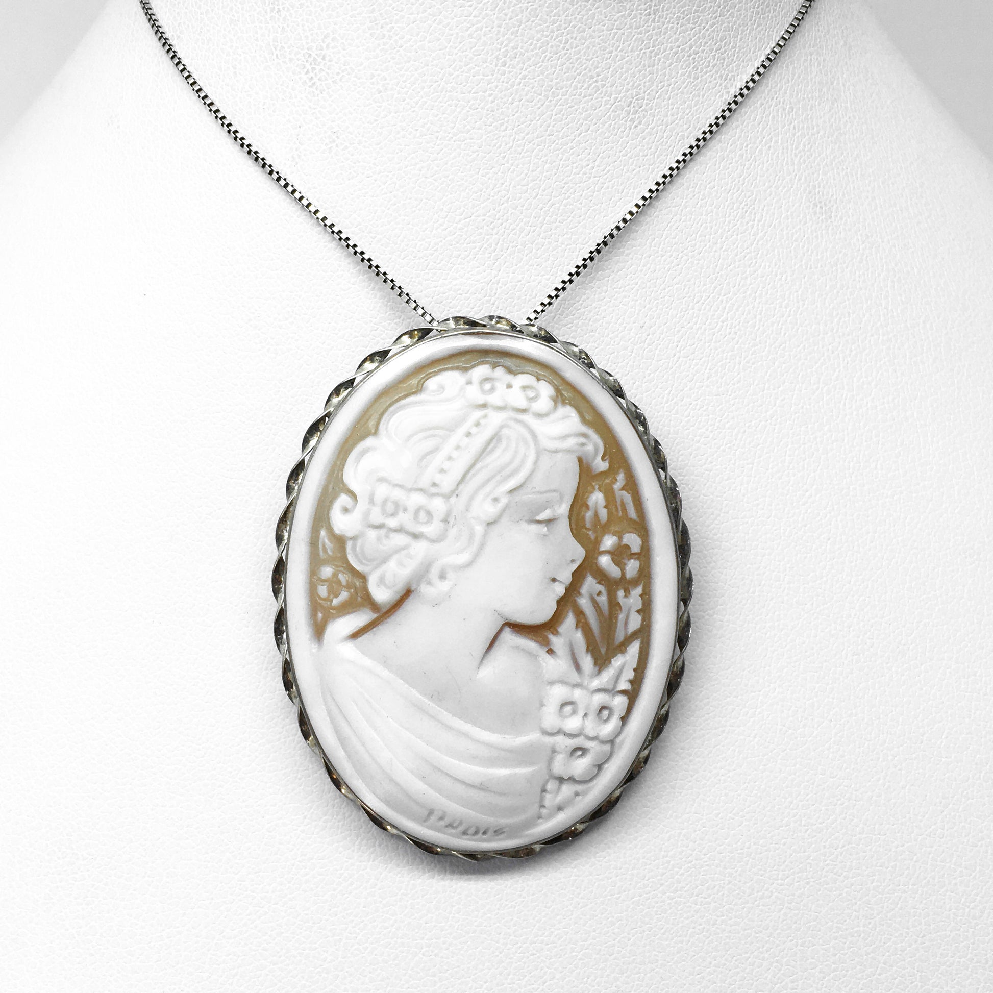 Pendente Spilla Cammeo Profilo Donna