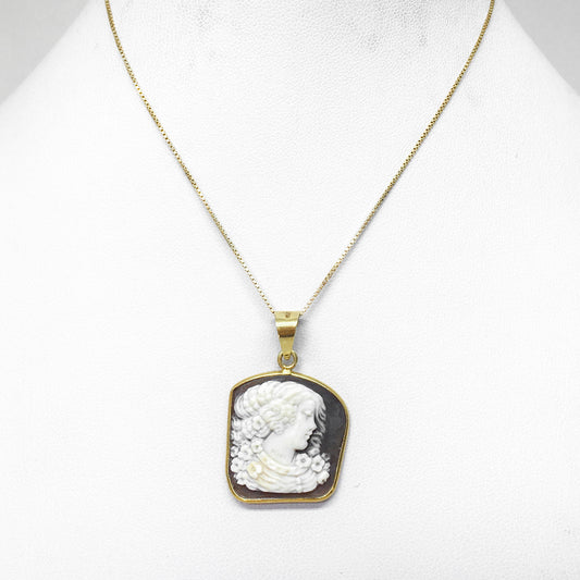 Pendente Cammeo Artistico Profilo Donna