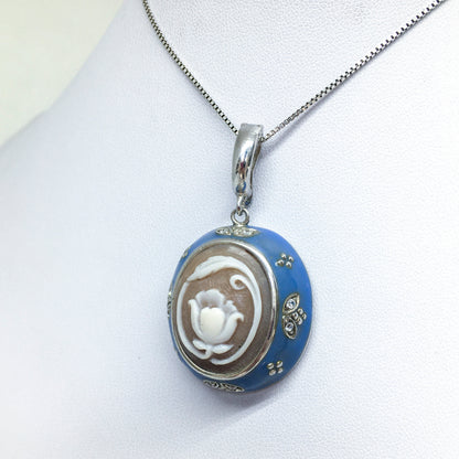 Italian Cameo Pendant Flower Cameo