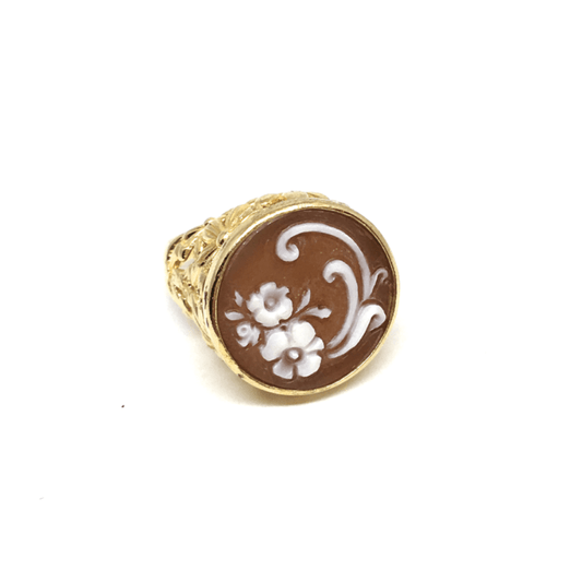 Anello Cameo Italiano cammeo Daisy Cammeo Incisione Fiori