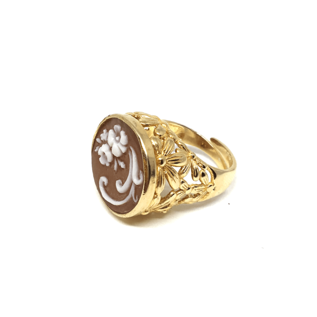 Cameo Ring Italian Cameo Daisy Cameo Engraving Flowers