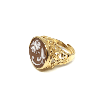 Cameo Ring Italian Cameo Daisy Cameo Engraving Flowers