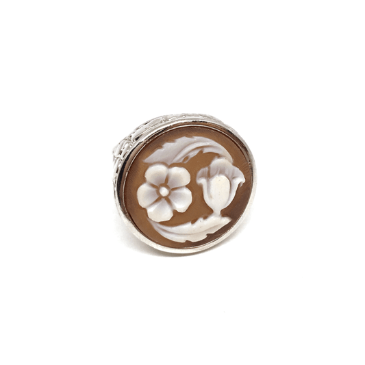 Anello Cameo Italiano Daisy Cammeo incisione Fiori