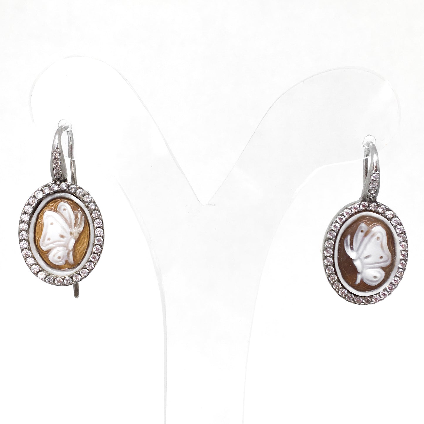 Italian Cameo Earrings Butterfly Cameo