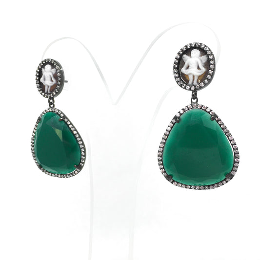 Cameo Earrings Italian Jade Cameo Trilly