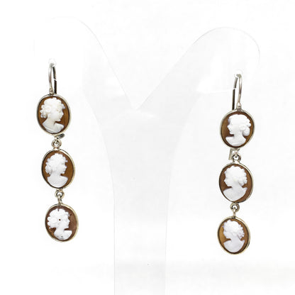 Orecchini-Cameo- Italiano-Cammeo-Profilo-Donna