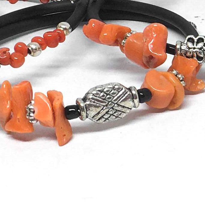 Bracciale Corallo e Caucciù