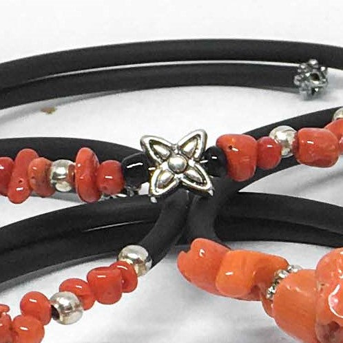 Bracciale Corallo e Caucciù