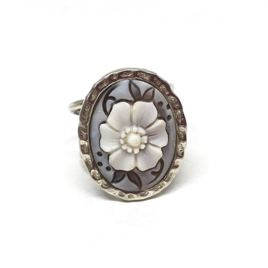 Anello-Cammeo-Incisione-Fiore