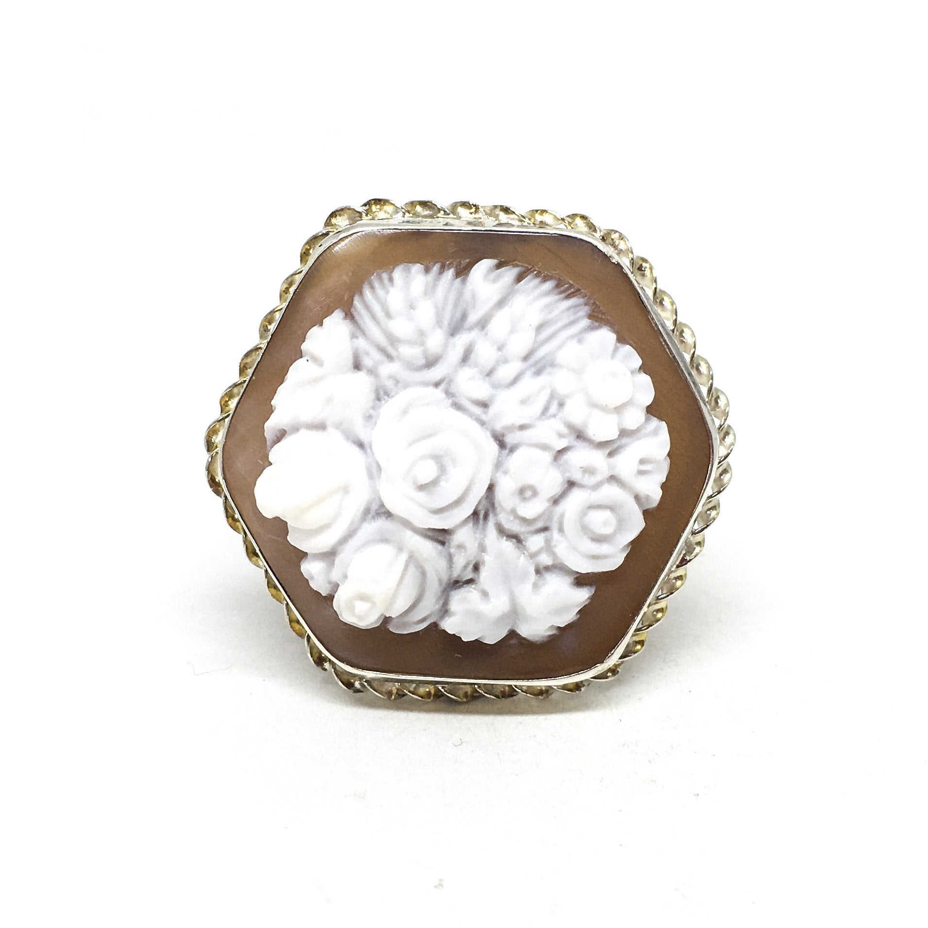 Anello-Cammeo-Incisione-Fiori