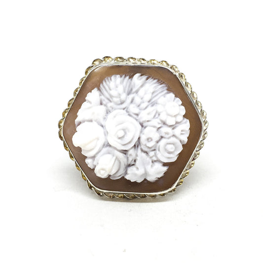 Anello-Cammeo-Incisione-Fiori