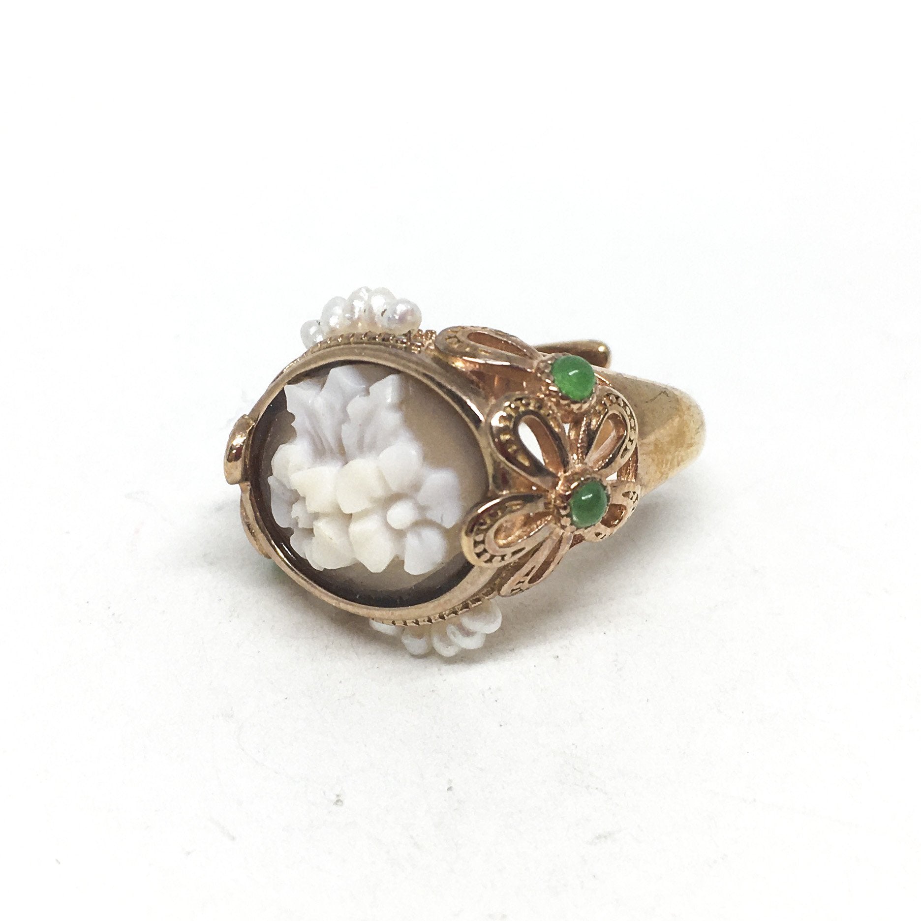 Anello-Cameo -Italiano-Cammeo-Incisione-Fiori