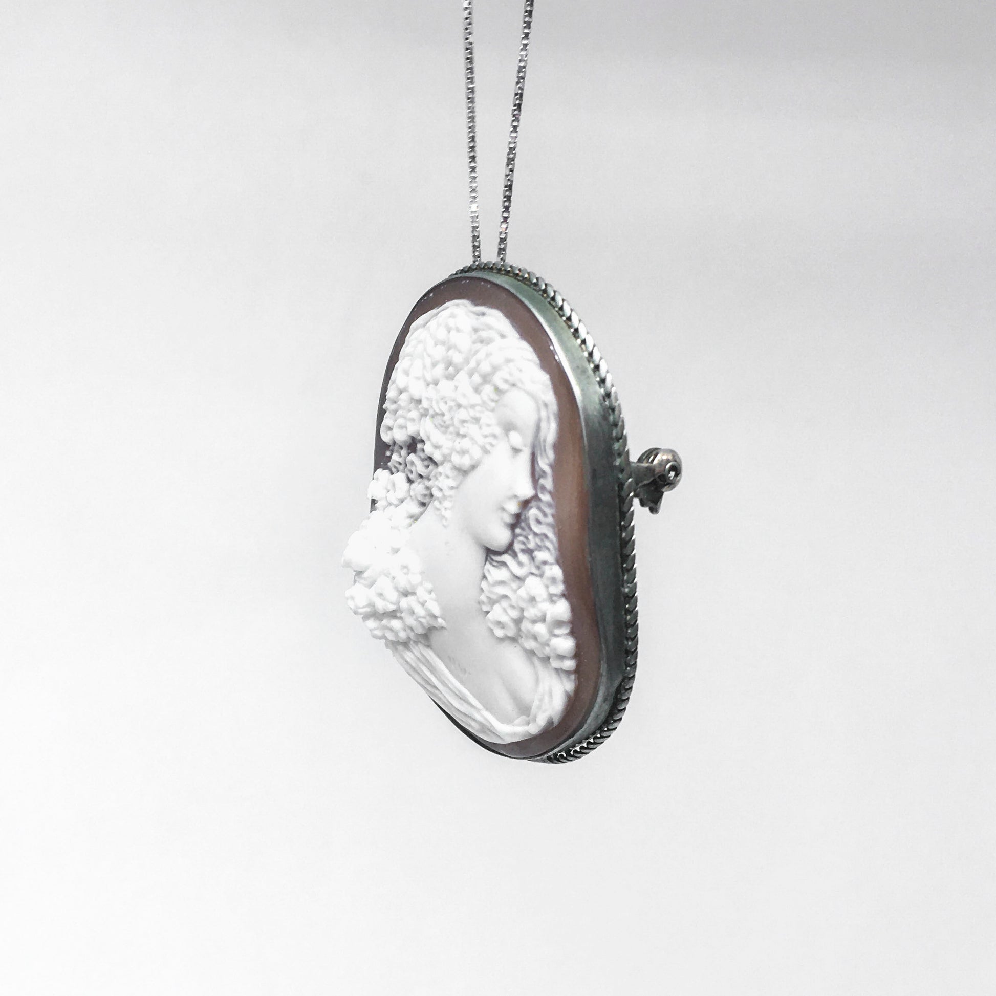 Pendente Spilla Cammeo Artistico Profilo Donna