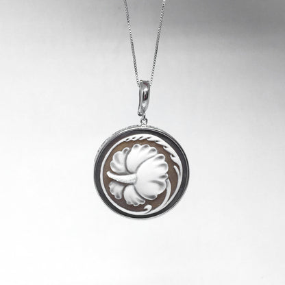 Pendente Spilla Cameo Italiano Cammeo Incisione Fiore