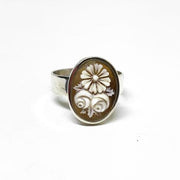 Anello-Cammeo-Incisione-Fiori