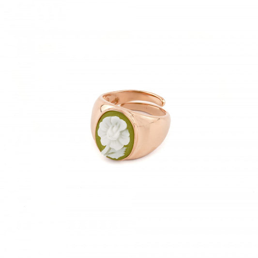 Italian Cameo Ring Musical Cameo Flower
