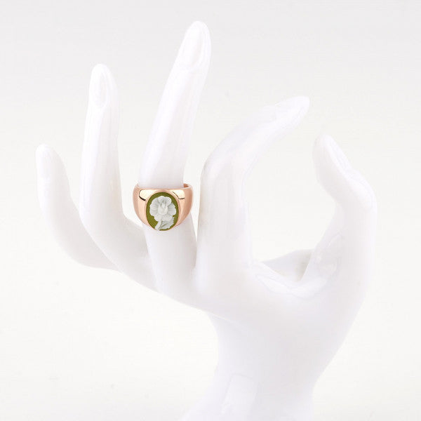 Italian Cameo Ring Musical Cameo Flower