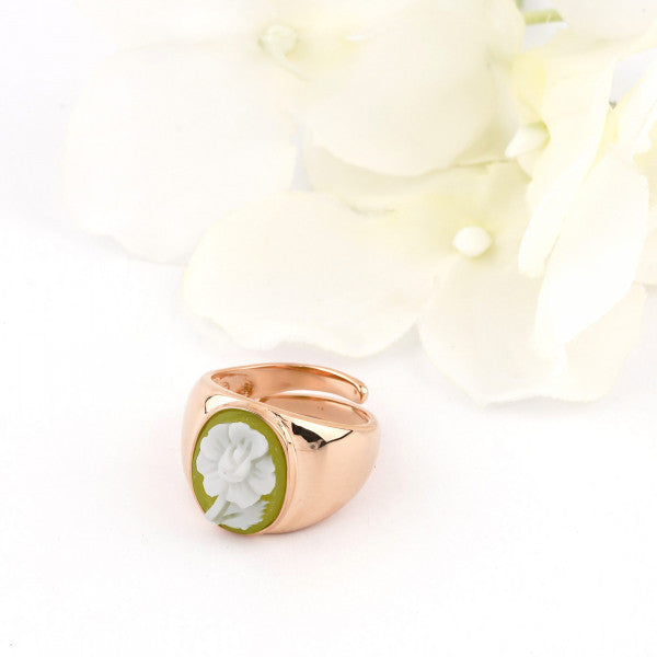Italian Cameo Ring Musical Cameo Flower