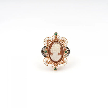 Anello -Cameo -Italiano -Cammeo -incisione -Volto -Donna