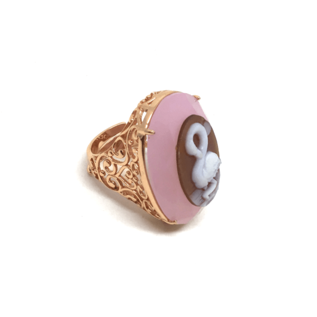 Italian Cameo Ring Flamingo Cameo Lights