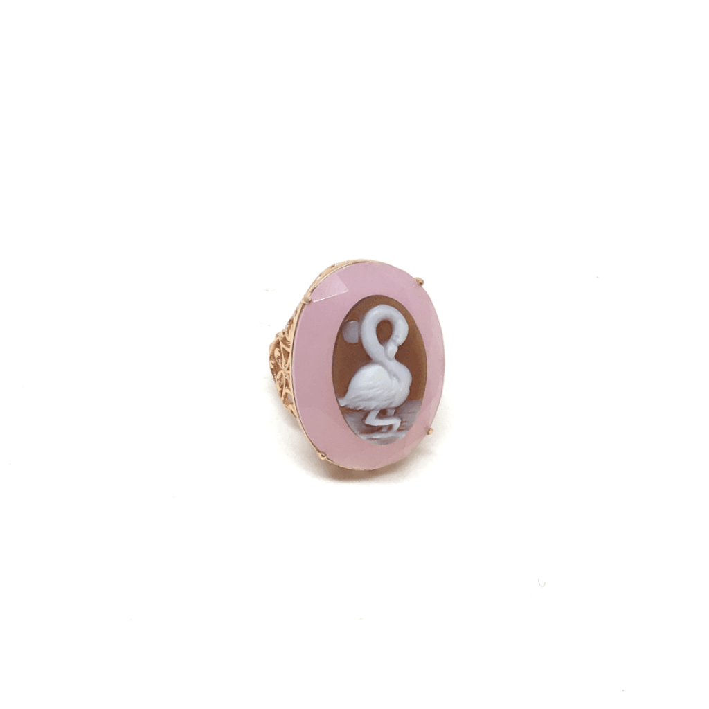 Italian Cameo Ring Flamingo Cameo Lights