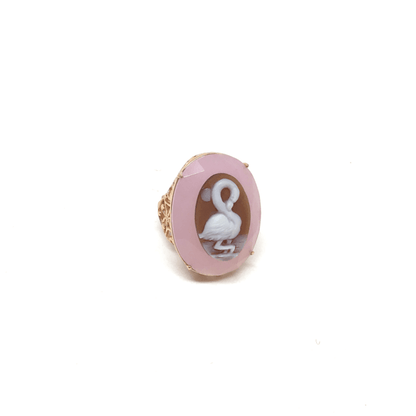 Italian Cameo Ring Flamingo Cameo Lights