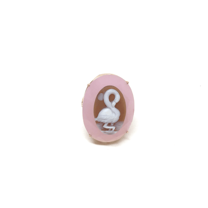 Italian Cameo Ring Flamingo Cameo Lights
